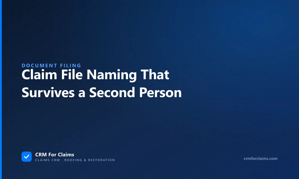 Claim file naming conventions for restoration teams, built so a second person can find any document
