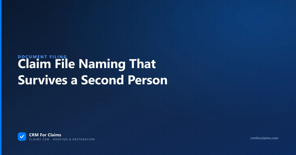 Claim file naming conventions for restoration teams, built so a second person can find any document