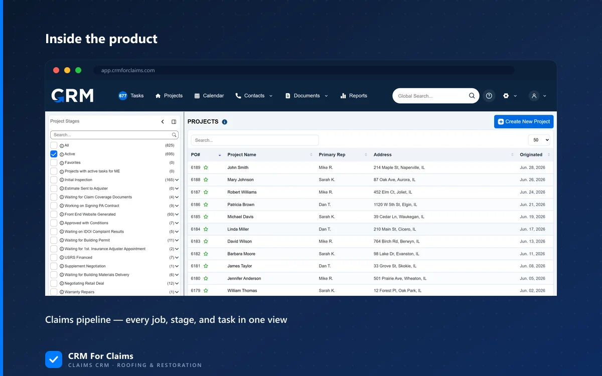 Claims pipeline configured with named stages, jobs and tasks in one view