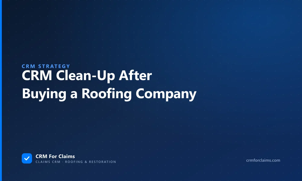 CRM clean-up after buying a roofing company: merging two systems, open claims and stage names