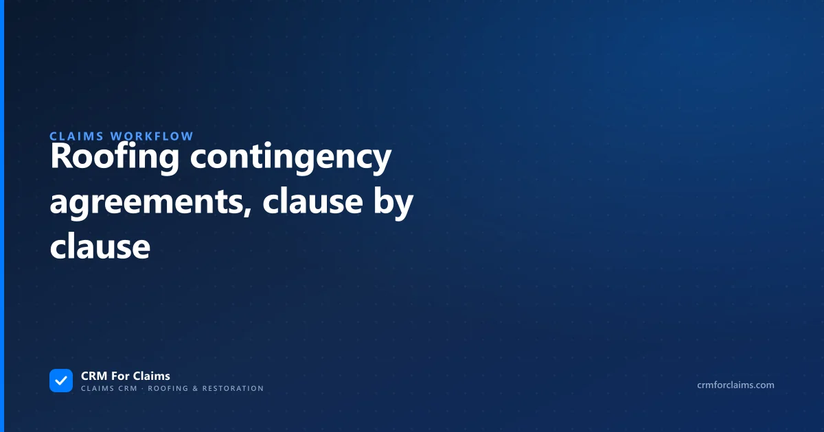Roofing contingency agreements read clause by clause, for contractors working insurance claims