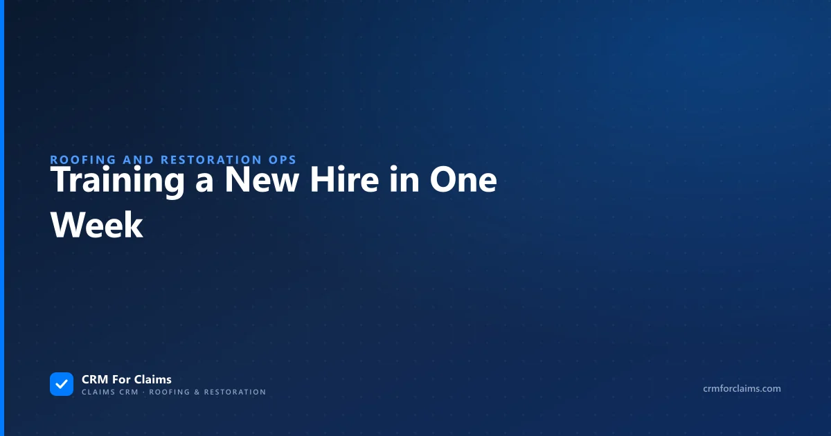 Training a new hire on your claim process: the five-day plan a roofing or restoration team can actually run