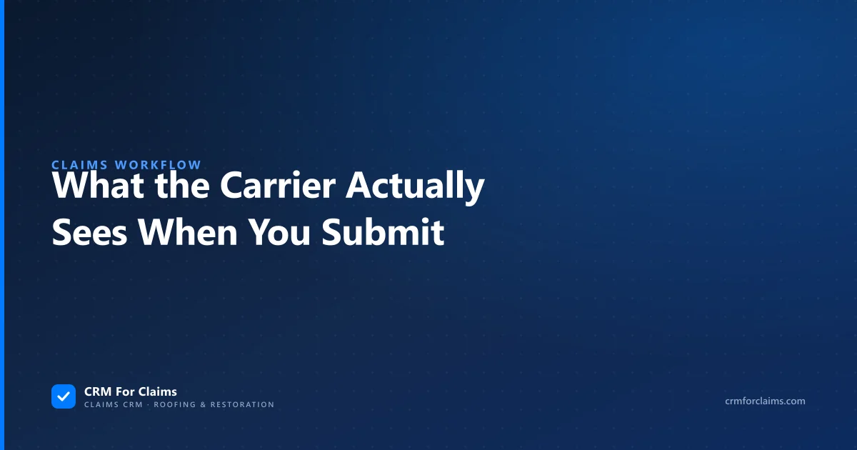 What a carrier actually sees when a roofing or restoration claim submission lands on the reviewer desk